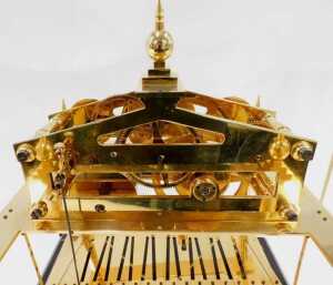 A 20thC Congreve rolling ball clock, in a highly elaborate gilt brass case, surmounted by an orb... - 5