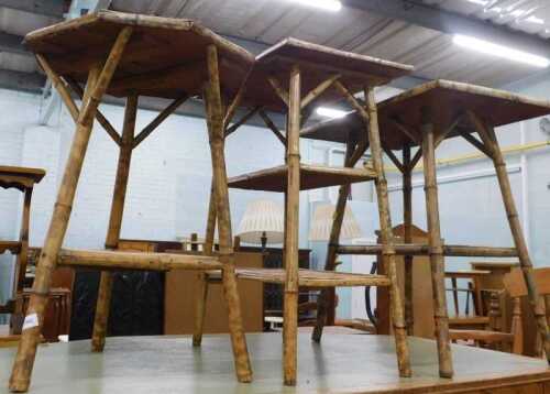 Three various early 20thC bamboo side tables.