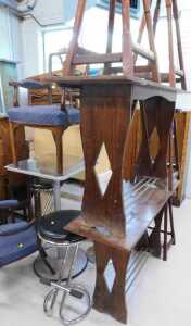 Various furniture, two Edwardian dining chairs, leatherette topped chrome plated stools, various... - 2