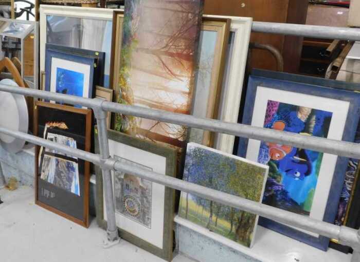 Various pictures and prints, frames, mirrors, turtle print, Finding Nemo print, various other...