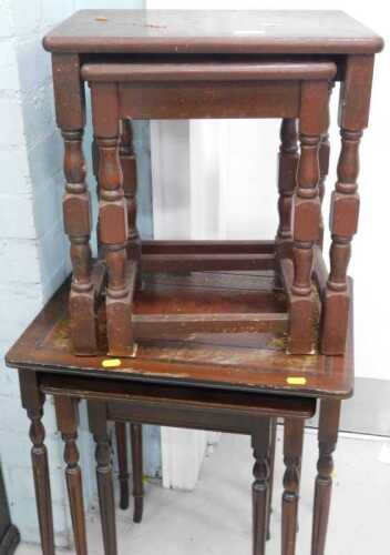 Various furniture, two nests of tables and a rectangular wall mirror with gilt frame.
