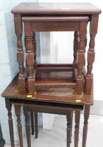Various furniture, two nests of tables and a rectangular wall mirror with gilt frame.
