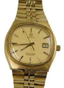 A gentlemen's Omega Seamaster quartz wristwatch, with 3cm diameter gold coloured face, marked...