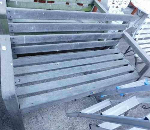 A slatted garden bench.