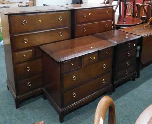 Various furniture, two Stag compactum chests, of four long and three short drawers, and further...