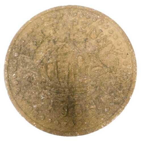 A 20thC stone garden feature or plaque, with half penny ship design, 29cm diameter.