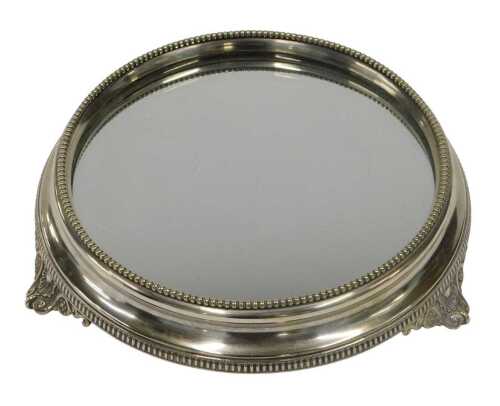 A very early Edwardian silver plated cake stand, of circular form, with an upper bead outline,...