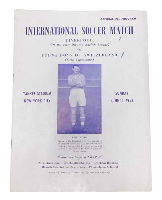 Football programmes, International Soccer Match Liverpool, of the first division English league,...