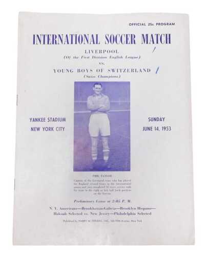 Football programmes, International Soccer Match Liverpool, of the first division English league,...