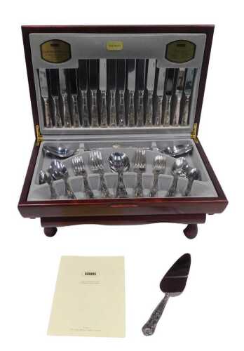 A Viners King Royale pattern tabletop canteen of cutlery, part settings for six, to include cake...