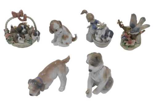 Various Lladro figures, Puppy, 13cm high, Bashful Bather 5455, etc. (a quantity)
