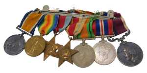 A WWI and WWII medal group, comprising WWI Victory and Campaign medals, WWII Victory Campaign... - 2