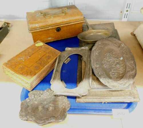 A set of Harper kitchen scales, with aluminium pan, brass and cast iron weights, together with...