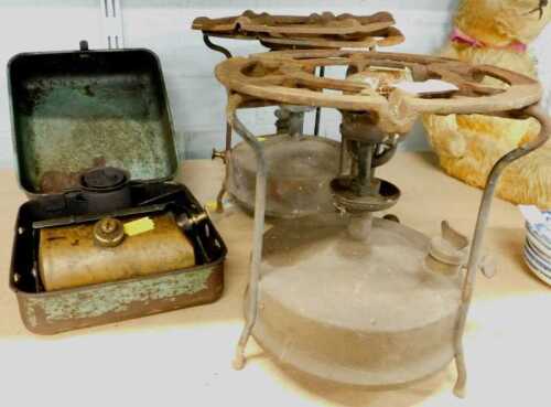 Various camping stoves, to include an Optimus No. 11, in tin box, together with other various...
