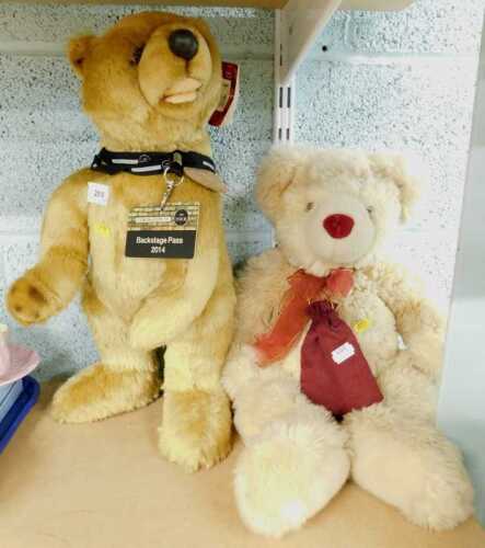 An Original Aurora Teddy bear, with a Coronation Street 2014 backstage pass and lanyard, 45cm...