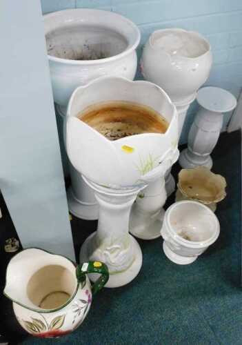 Ceramics, to include a floral jug, jardiniere stands, planters, etc. (a quantity)