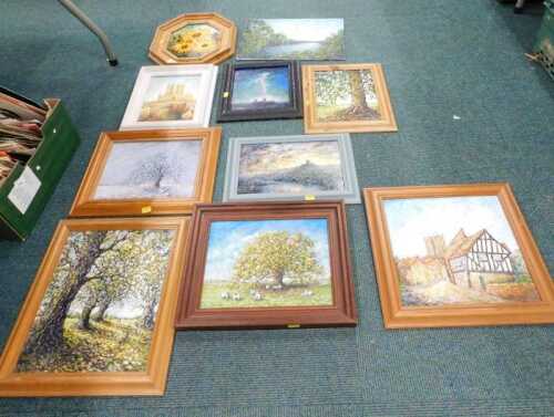 Stephen Bonney (20thC). River landscape, oil on board, signed, various other pictures, oil...
