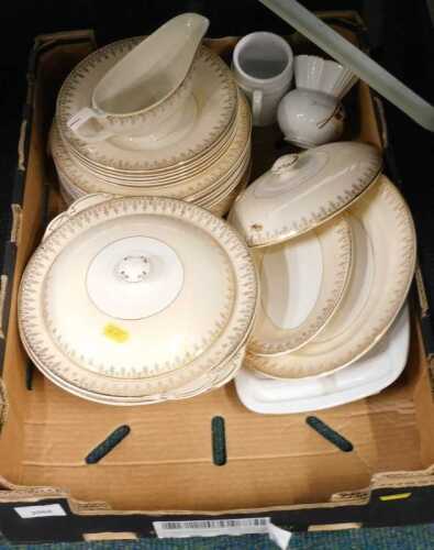 A Sydney British Anchor pottery part dinner service, to include lidded tureens, etc. (1 box)