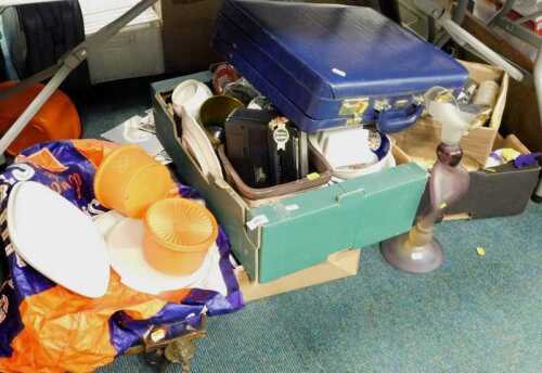 Various kitchenalia, decorative items, collectable pottery and effects, Hitachi style case in...