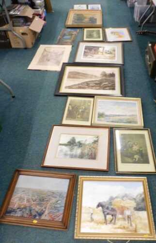 Various prints, pictures, spy prints, to include Cricketer, print after Constable, various other...