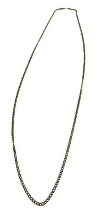 A 9ct gold curb link necklace, 70cm long, 14.4g.