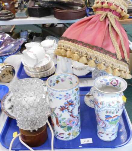 Various pottery and effects, a 19thC Mason's oriental design vase, similar design cylindrical...