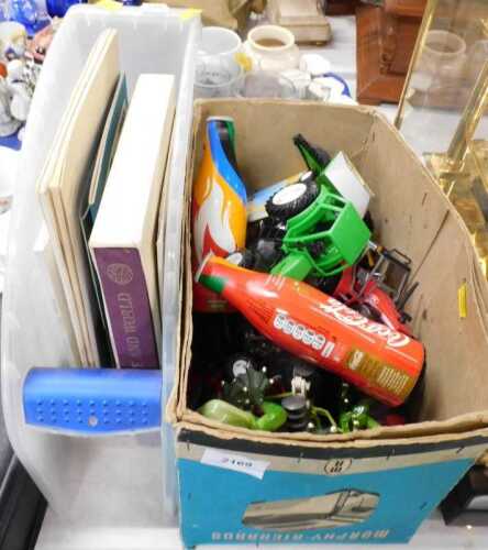 Various diecast vehicles, unboxed tractors, limited 2012 Torch Relay Coca-Cola bottles, various...