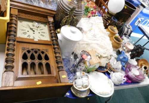 Various pottery, collectors pottery, stoneware and effects, linen, large Continental ewer,...
