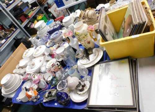 Various records, collectable china, pottery, effects, transfer printed wares, prints, etc.,...