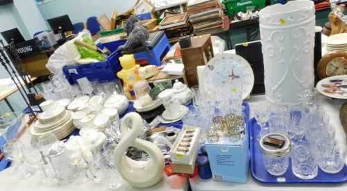 Various pottery and effects, glass vases, hors d'oeuvres dish, Elizabethan pattern part tea...