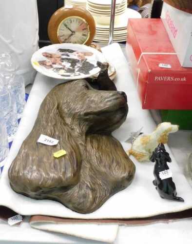 Various treen and related items, a springer spaniel wall plaque, other spaniel ornaments,...