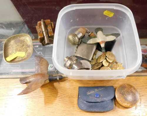 Miscellaneous items, to include a miniature cannon, made from the timber of HMS Victory, silver...