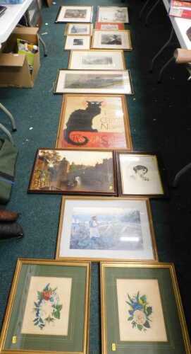 Various prints, pictures, frames, etc., a Tournee du Chat Noir print, various bookplate...