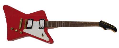 An Explorer style electric guitar, marked Stenmore, six strings, 102cm long.