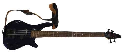 A Tanglewood Rebel 4K electric bass guitar, in blue with four strings, unnumbered, 108cm long,...