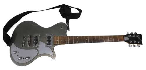 A First Act VE591 electric guitar, in silver finish, with six strings, numbered 5916A13054,...