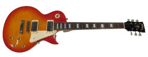 A Vintage Yamaha style electric guitar, in sunburst style colours, with six strings, paper label...