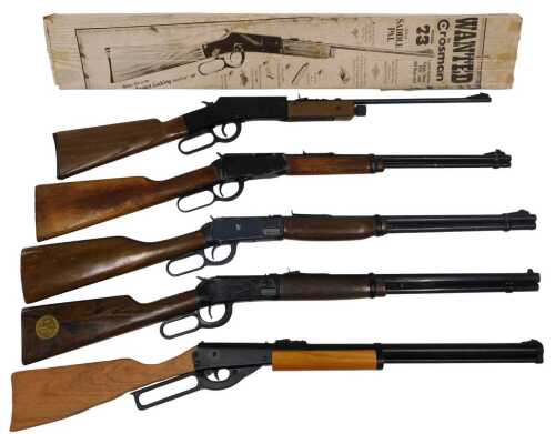 A Crosman model 73 lever action single shot BB Winchester style rifle, together with various...