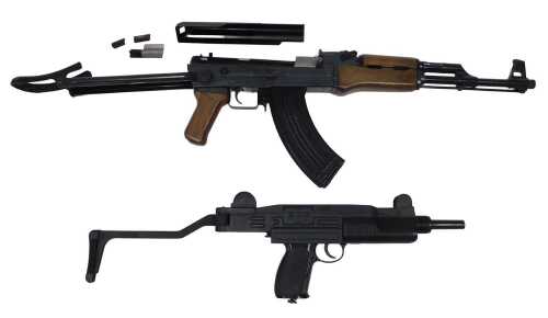 Air rifle AK47 style, together with a model Z77 Crosman. A photographic identity document,...
