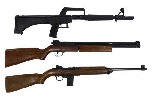 Air rifles, to include a Griffin JH819 CO2 air rifle, a replica of WWII American M1 Garrand, etc....