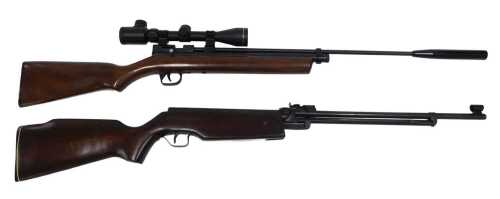 Air rifles, to include a Relum Tornado air rifle, together with a .22 bolt action CO2 rifle,...