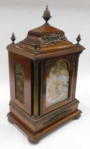 A 19thC mahogany chiming and musical bracket clock, in an elaborate case, with pineapple finial,... - 5