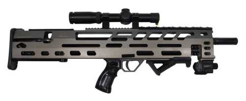 An Evanix Rainstorm .22 calibre CO2 air rifle, of futuristic form, with front mounted powertack,...