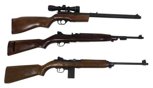 A model AS 392 .22 calibre Benjamin air rifle, with top mounted telescopic sight, together with...