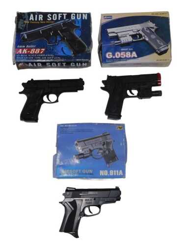 An AK887 6mm BB air soft pistol, boxed, together with two further BB guns. A photographic...