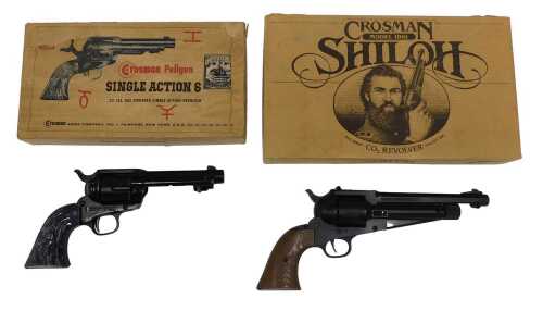 A Crosman Pellgun single action .22 calibre CO2 powered cowboy revolver, together with a Crosman...