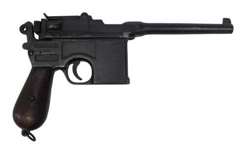 A Mauser C96 Broomhandle replica, metal construction, blocked barrel, working action. A...