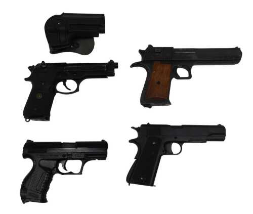 A 50 calibre Desert Eagle replica, together with a CO2 powered 6mm BB Colt 1911, HFC 6mm BB gun,...