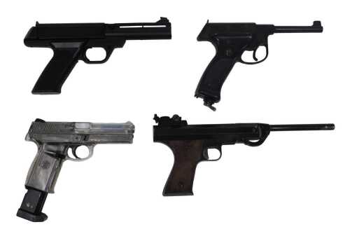 A Smith and Wesson Model SW40F pellet gun, in see-through plastic, with high capacity magazine,...