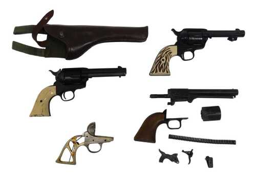 A CO2 powered 6mm BB gun, modelled as a Colt Single Action Army 45, together with Hahn 45 BB...